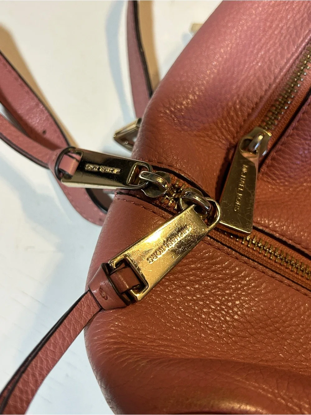 Michael Kors Rhea Medium Leather Backpack Dusty Rose Pink Pebbled Leather